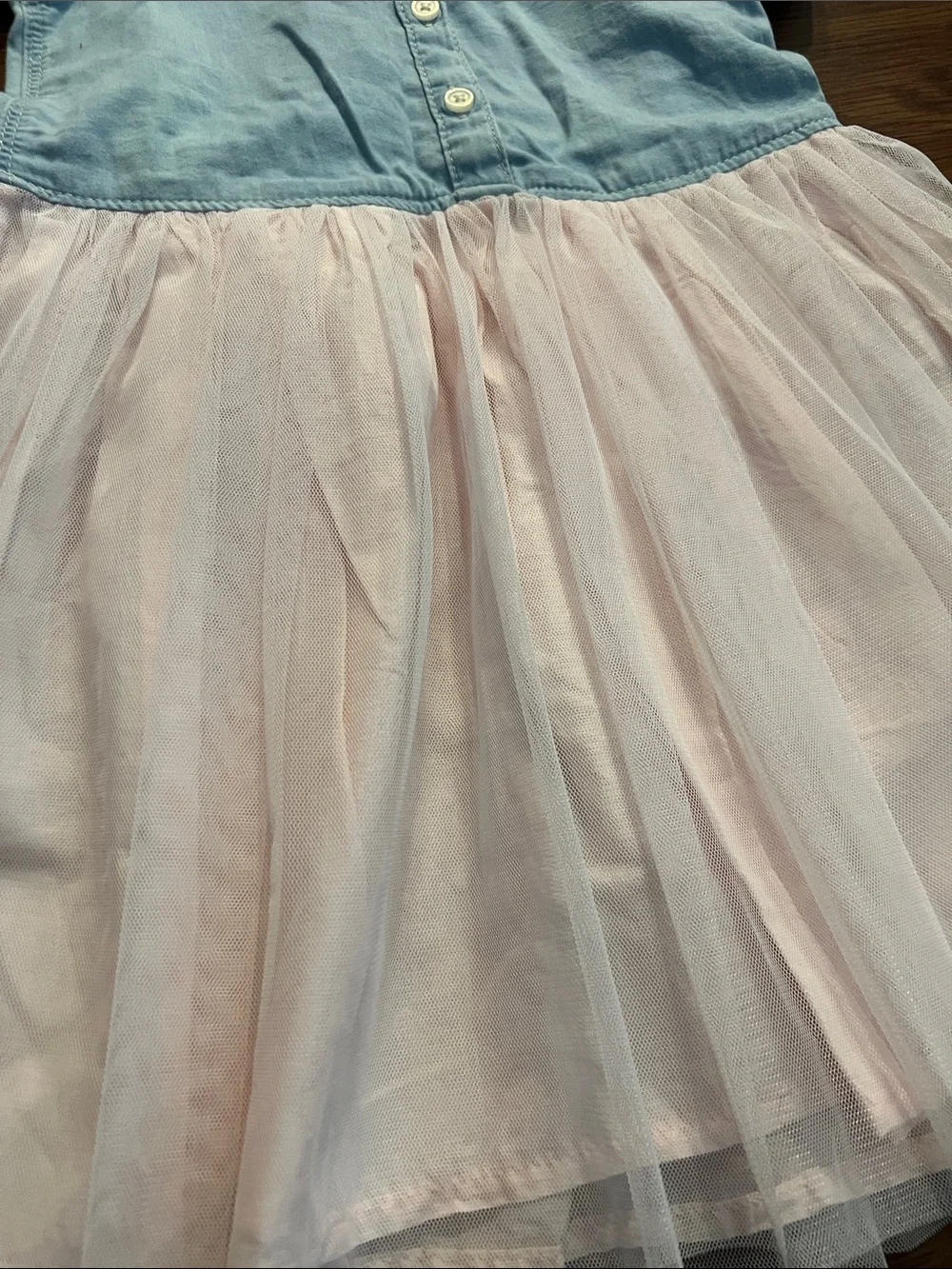 OshKosh B'gosh Light Blue Chambray Top with Pale Pink Tulle Skirt Dress